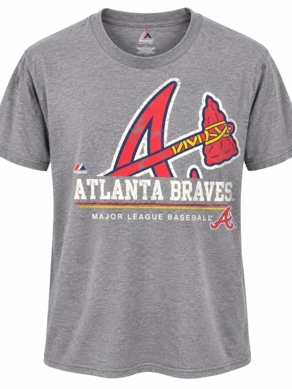 Majestic Atlanta Braves Graphic Tee Gray Size Large